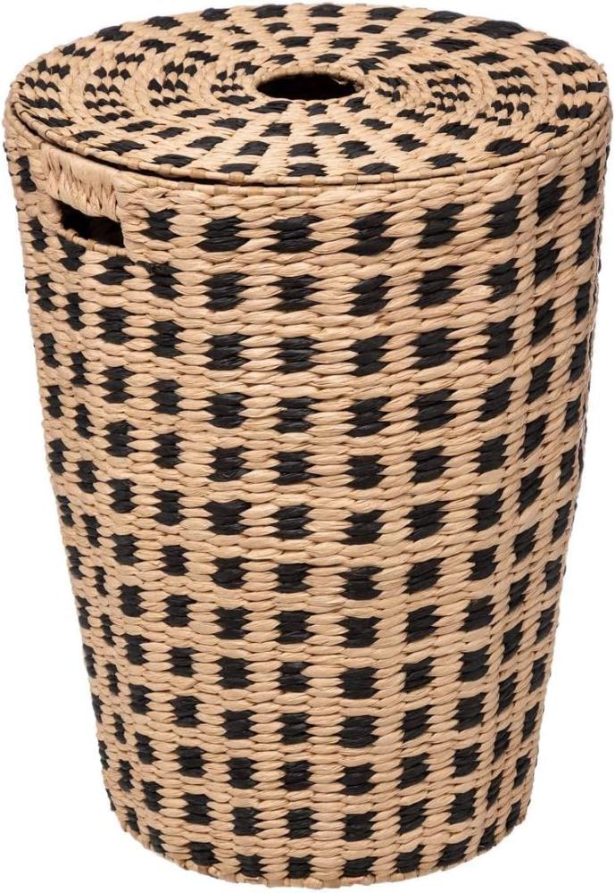 Wäschekorb aus Bambus, 60 L, mit schwarzem Muster Bild 1