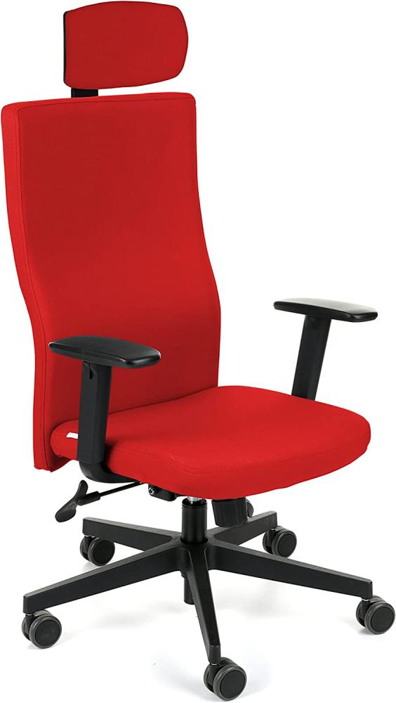 grospol Bürodrehstuhl Plus HD Black, Bezug aus 100% Polyester, höhenverstellbar von 41 bis 54 cm, ergonomisch, Synchronmechanik der Rückenlehne, verstellbaren Armlehne (bis 7 cm) Bild 1