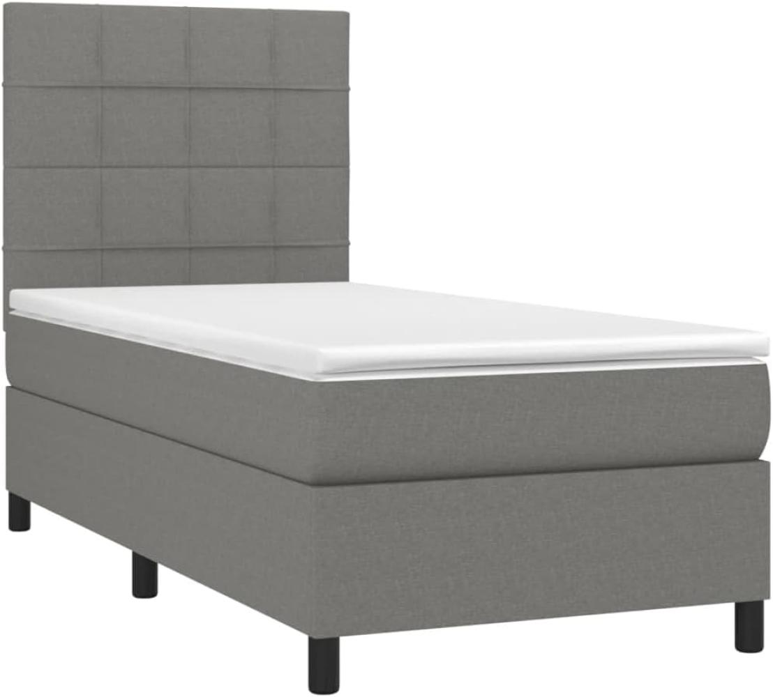 Boxspringbett mit Matratze & LED Dunkelgrau 100x200 cm Stoff (Farbe: Grau) Bild 1