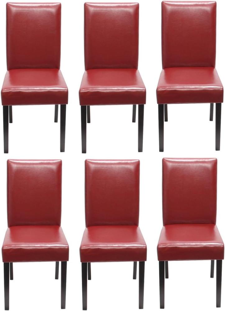 6er-Set Esszimmerstuhl Stuhl Küchenstuhl Littau ~ Kunstleder, rot, dunkle Beine Bild 1