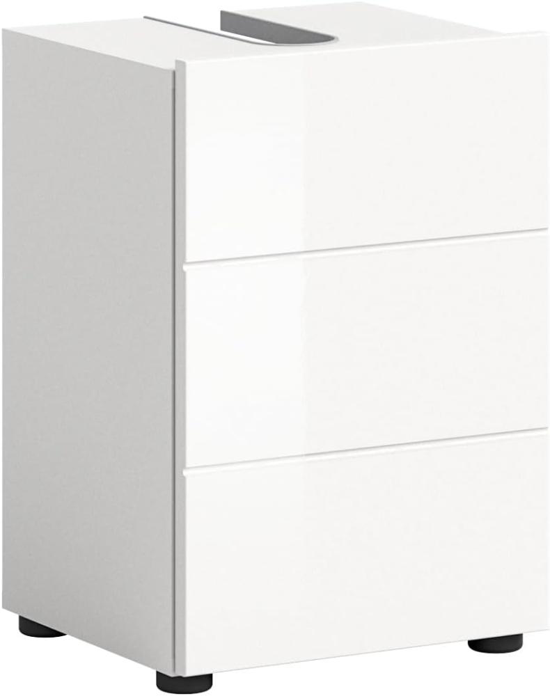Xonox. home 'Vira' Waschbeckenunterschrank mit Syphonausschnitt, MDF weiß, Hochglanz, 38 x 56 x 34 cm Bild 1