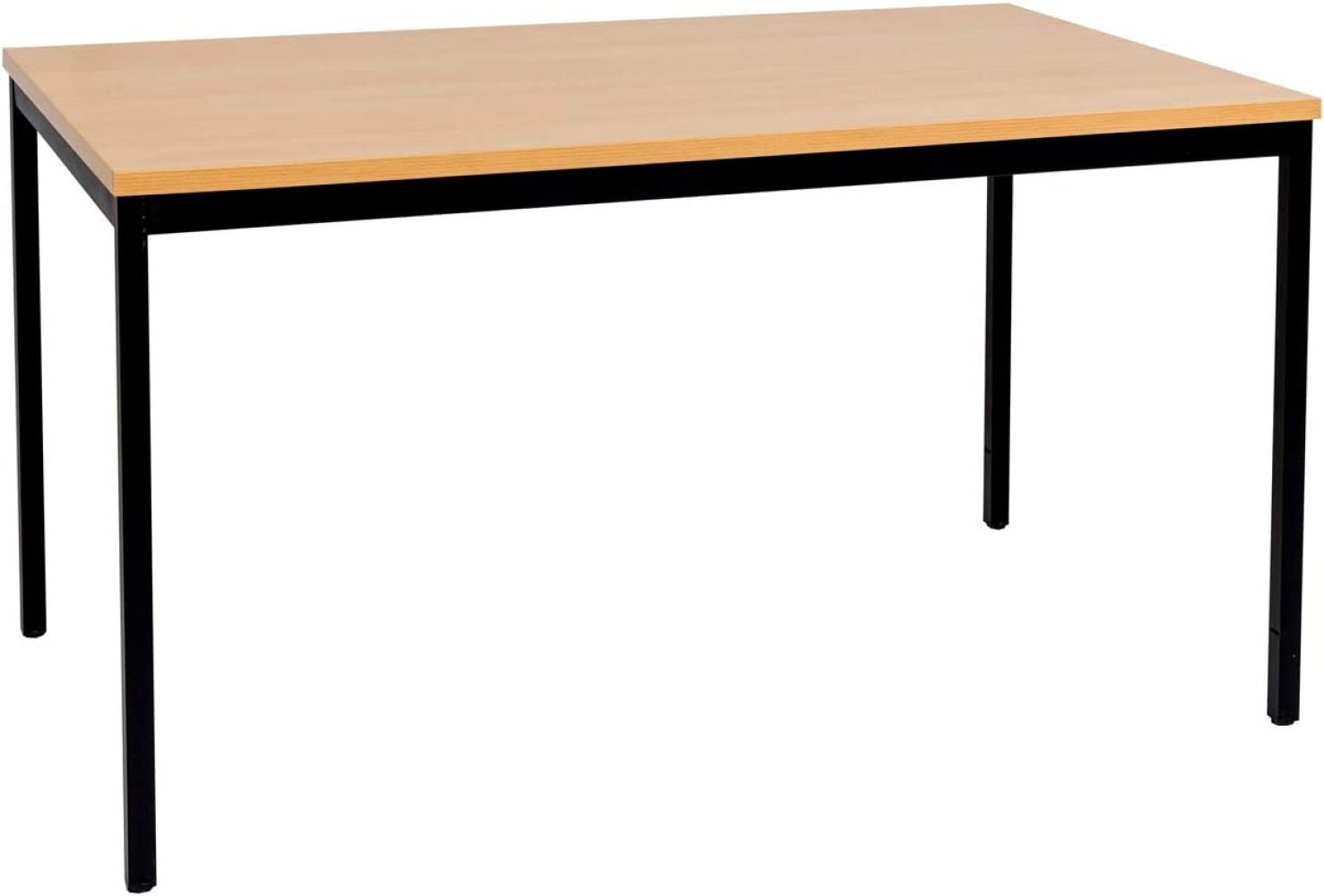 Furni24 Schreibtisch mit laminierter Platte, Metallgestell und verstellbaren Füßen, Buche, 120 x 60 x 75 cm Bild 1