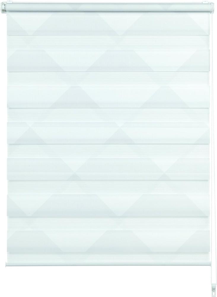 Gardinia EASYFIX Doppelrollo Triangle weiß | grau, Kleben, Klemmen, verstellbar, Lichtdosierung Bild 1
