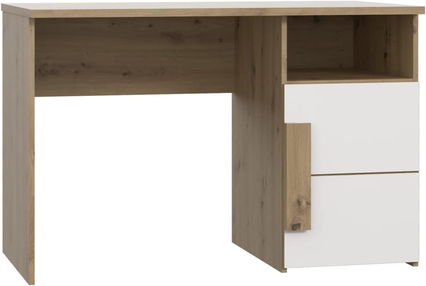FORTE Arkina Schreibtisch mit 1 Tür , Holzwerkstoff, Artisan Eiche + Weiß, B x H x T: 110,2 x 75,3 x 60 cm Bild 1