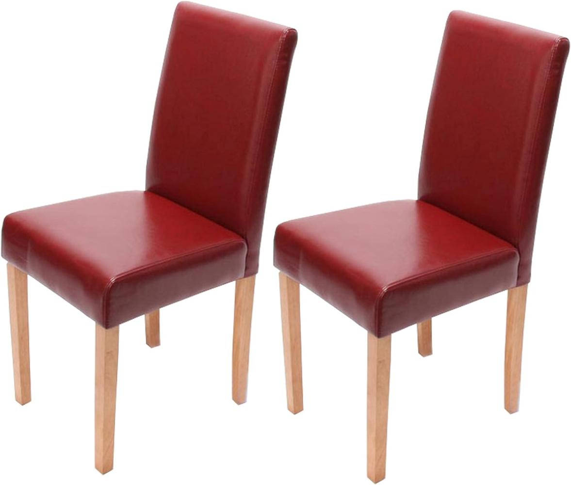 2er-Set Esszimmerstuhl Stuhl Küchenstuhl Littau ~ Leder, rot, helle Beine Bild 1