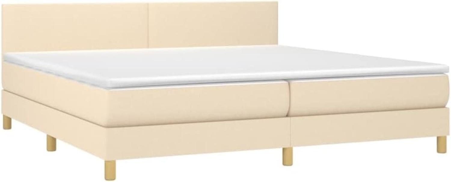 vidaXL Boxspringbett mit Matratze Stoff Creme 200 x 200 cm, Härtegrad: H2 [3140486] Bild 1