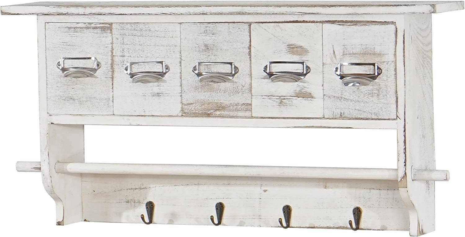 Küchenregal HWC-C49, Haushaltsregal Regal, Vintage mit 5 Schubladen 32x65x13cm ~ Shabby Look, weiß Bild 1
