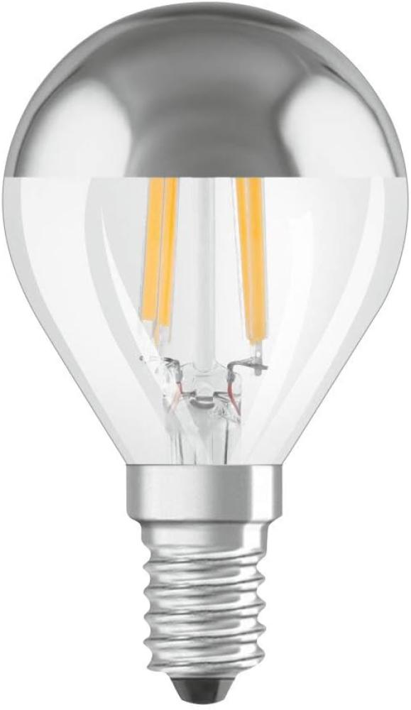 OSRAM Dimmbare Filament LED Lampe mit E14 Sockel, Warmweiss (2700K), Tropfenform, 4W, Ersatz für 31W-Glühbirne, klar, LED Retrofit CLASSIC P Mirror Bild 1