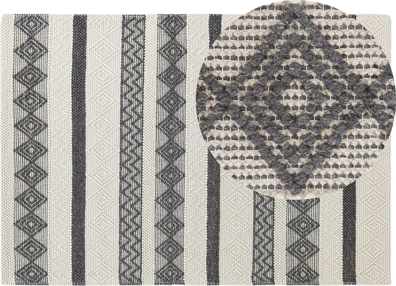Teppich Wolle beige grau 160 x 230 cm geometrisches Muster Kurzflor DAVUTLAR Bild 1