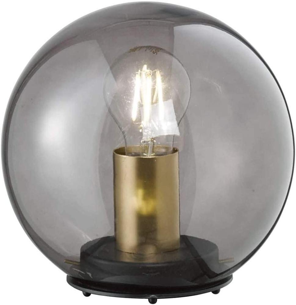 Kleine LED Tischleuchte Rauchglas Schwarz mit Messing - Kugel Ø 20cm Bild 1