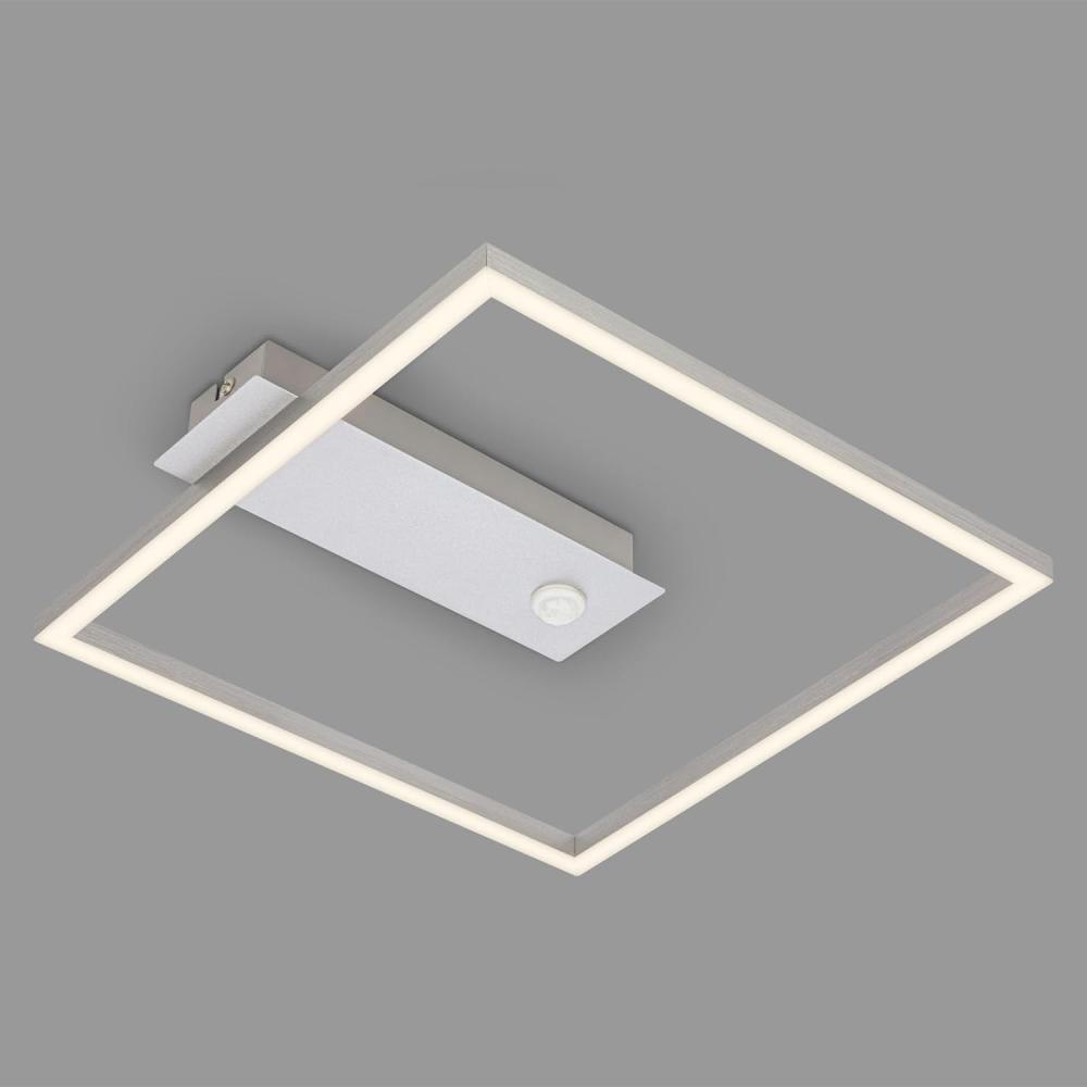 BRILONER - LED Deckenlampe Frame, LED Deckenleuchte mit warmweißer Lichtfarbe, Lampe mit Sensor, Wohnzimmerlampe, Schlafzimmerlampe, 320x300x50 mm (LxBxH), Aluminiumfarbig Bild 1