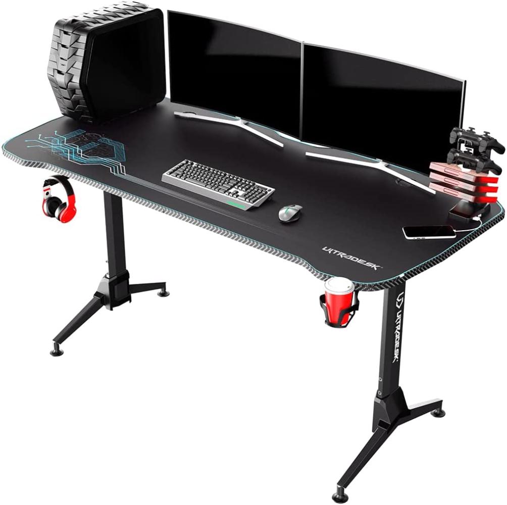 Gaming desk Ultradesk Grand Gaming Desk Black with blue mat Bild 1