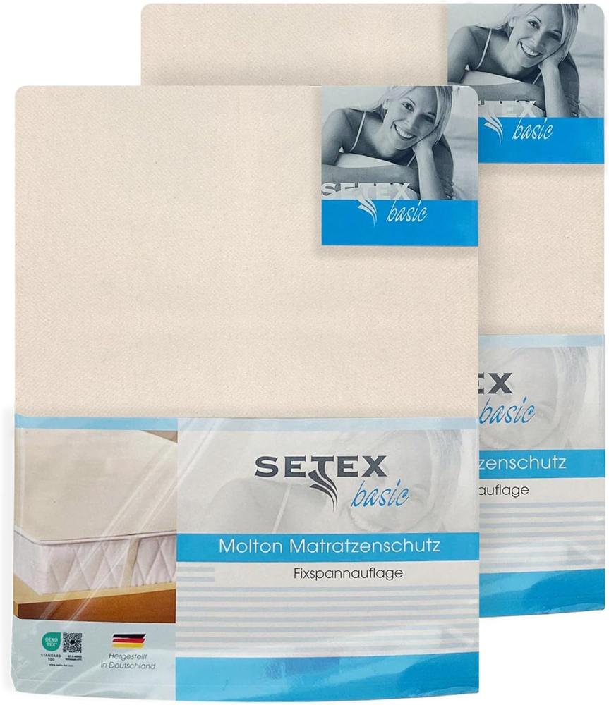 SETEX Molton Matratzenschutz, Doppelpack, 100 x 200 cm, Eckgummis, Matratzenschoner aus 100 % Baumwolle, Basic, Naturfarben Bild 1