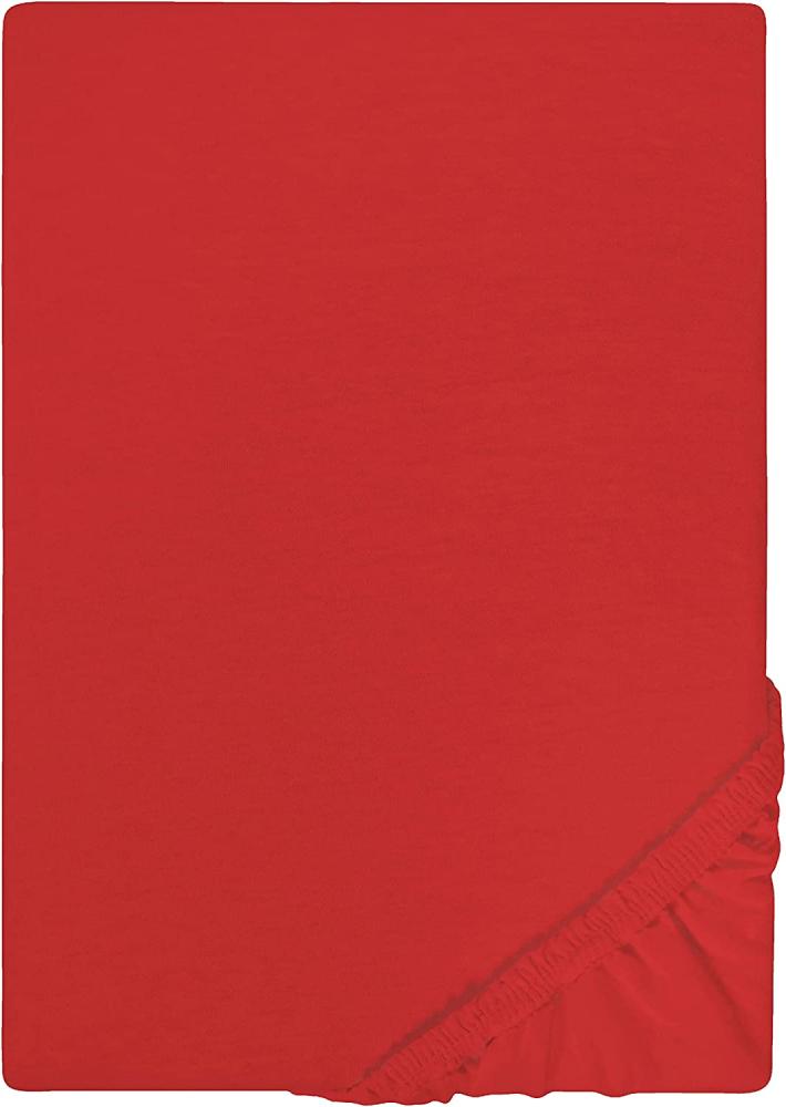 Biberna Jersey-Stretch Spannbettlaken Spannbetttuch 90x200 cm - 100x200 cm Rot Bild 1