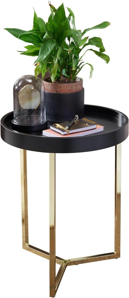 Wohnling 'EVI' Design Beistelltisch, rund, schwarz / Gold Gestell, Ø40 cm Bild 1