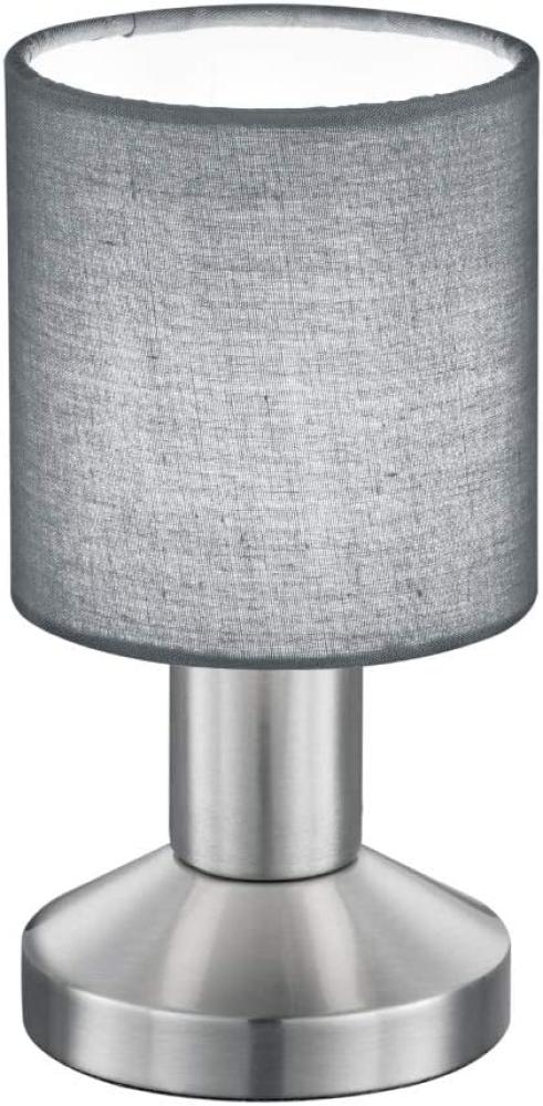 Klassische kleine Tischlampe GARDA mit Stoffschirm Grau - Touchfunktion Ein/Aus Bild 1