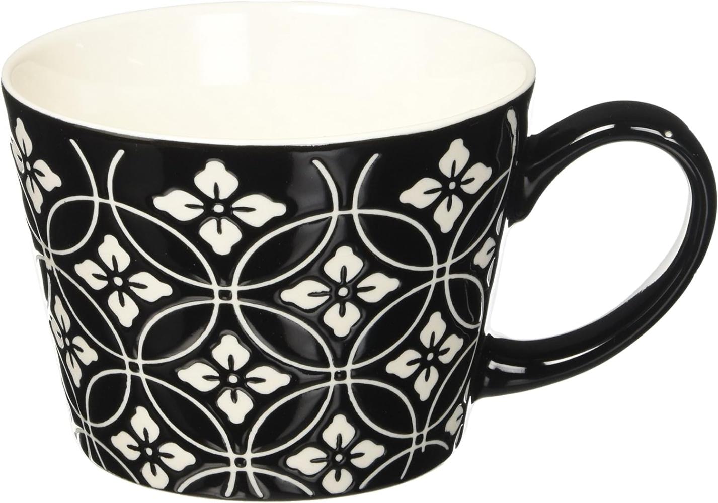 Excelsa Tasse & Co. Tasse Jumbo ml 415 Blume Rhombus, Porzellan, Schwarz, 11 x 11 x 8 cm Bild 1