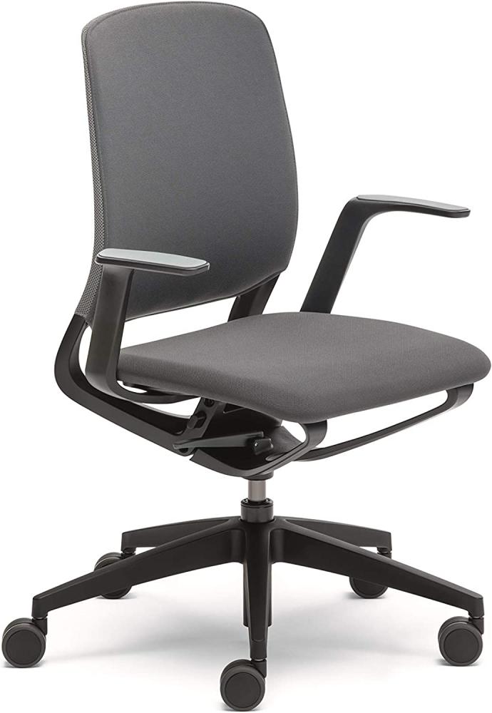 Sedus se:motion, Bürostuhl, schwarz, mit Armlehnen, Sitz- u. Rückenpolster in anthrazit/schwarz, Kunststoff 950 - 1065 mm Bild 1