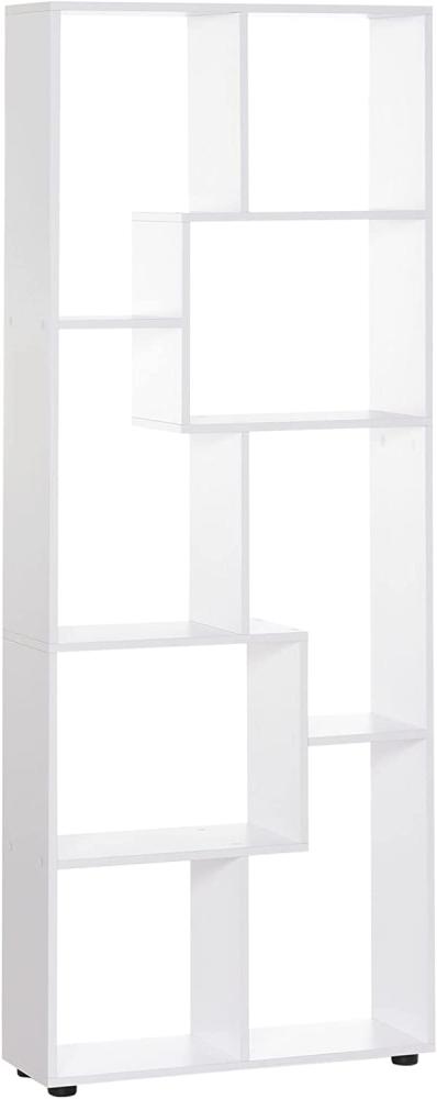 HOMCOM Bücherregal mit 8 Fächer Würfelregal Aufbewahrungsregal Wohnzimmer Schlafzimmer Büro E1 Spanplatte Weiß 70 x 24 x 178 cm Bild 1