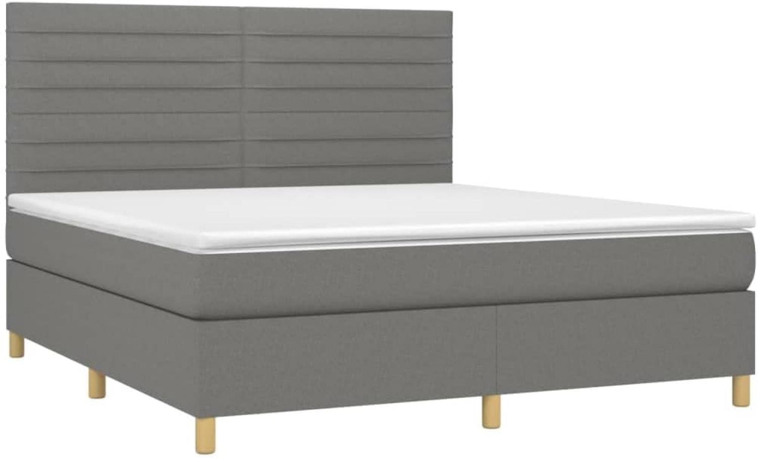 vidaXL Boxspringbett mit Matratze Dunkelgrau 180x200 cm Stoff Bild 1