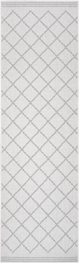 In- & Outdoor Wendeteppich Corsica Schwarz Creme - 80x250x0,5cm Bild 1