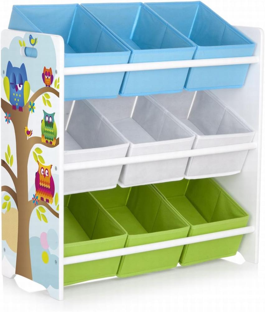 Holzregal ü³r Spielzeug - Eulen - mit 9 Schubladen, Organizer für Kinder Bild 1