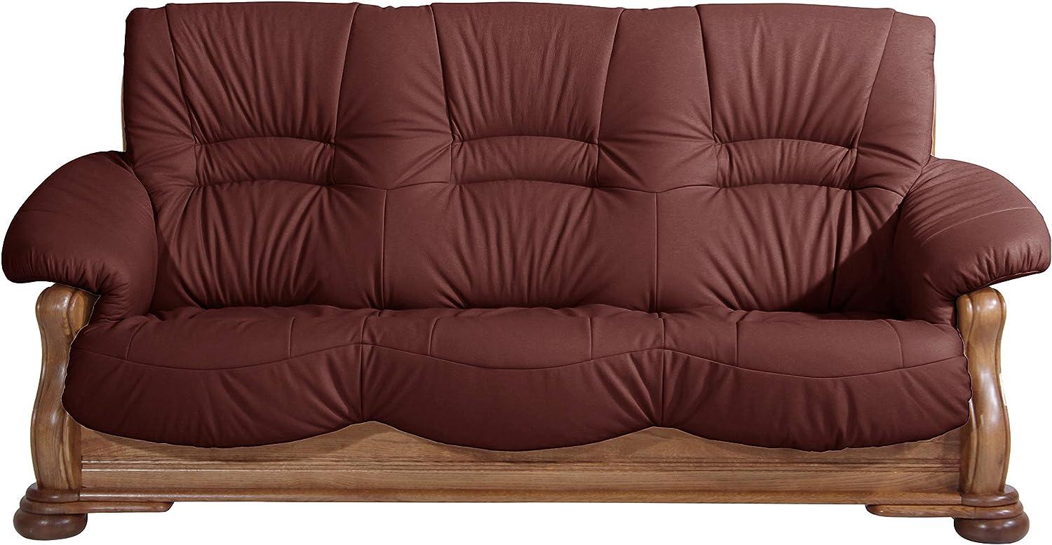Tennessee Sofa 3-Sitzer Echtleder Rot Eiche rustikal Bild 1
