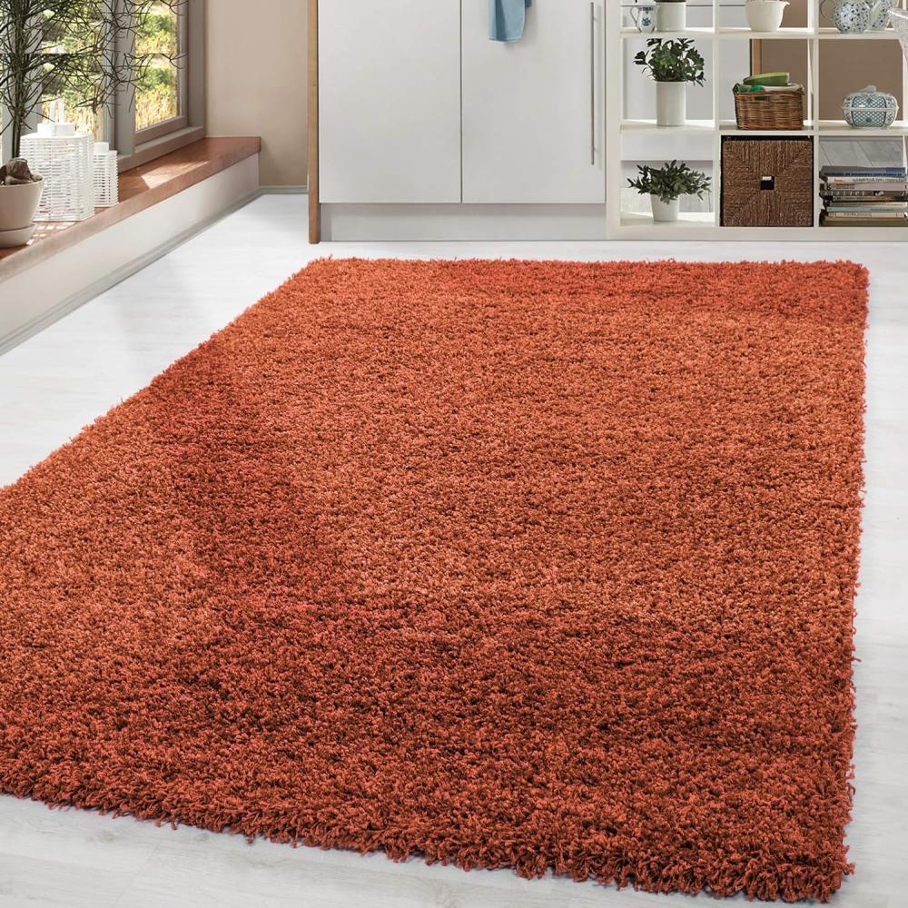 HomebyHome Shaggy Hochflor Teppich Wohnzimmer 120 x 170 cm Terra - Teppich Flauschig, Modern, Plüsch und Extra Weich - Ideal für Schlafzimmer, Esszimmer und als Küchenteppich Bild 1