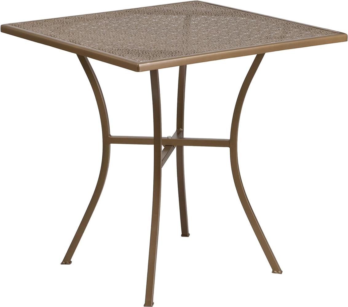 Flash Furniture Oia Commercial Grade Outdoor Steel Patio Table, Metal, Gold, 28" Square Bild 1