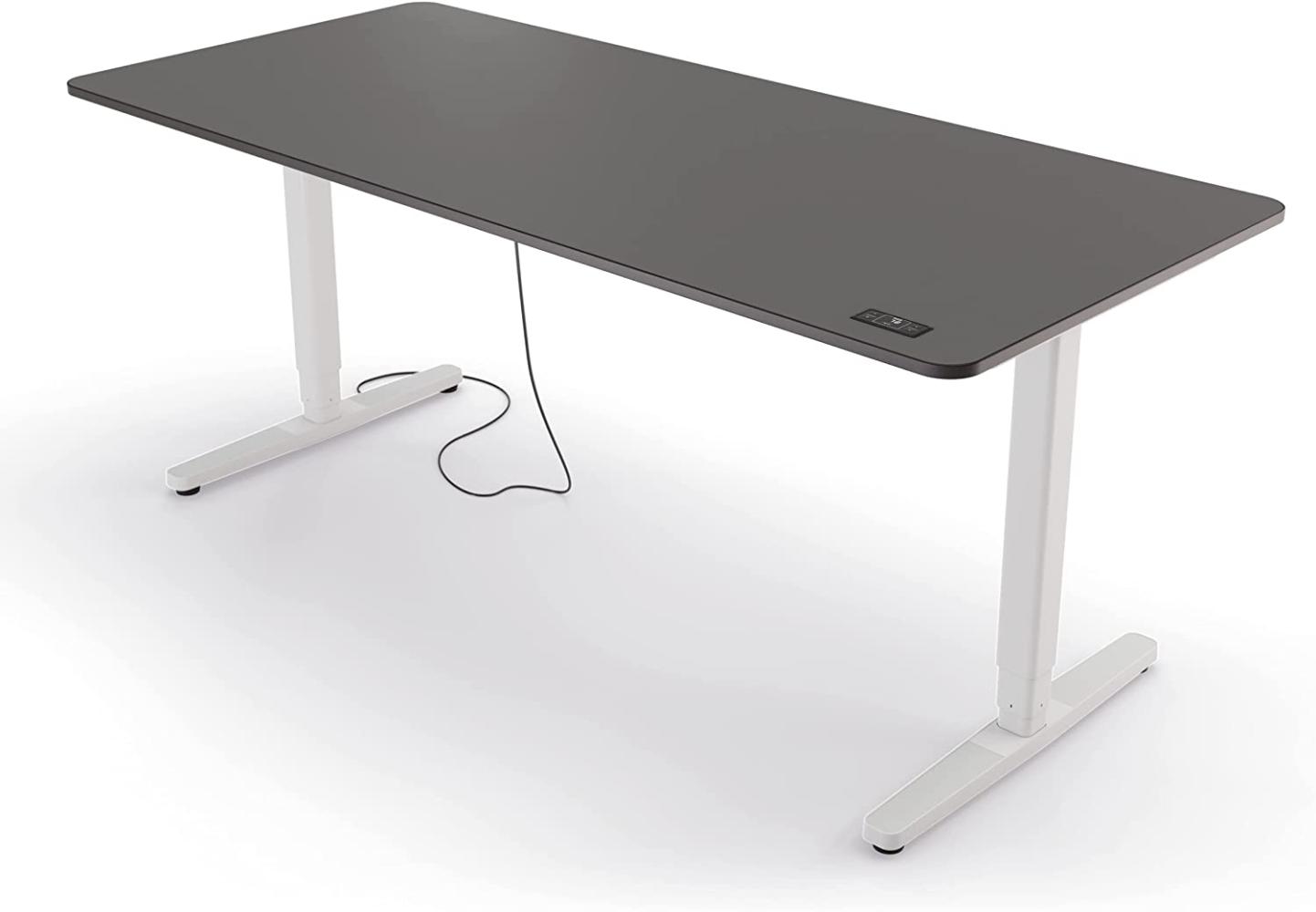 Yaasa Desk Pro II Elektrisch Höhenverstellbarer Schreibtisch, 180 x 80 cm, Dunkelgrau/Schwarz-Weiß, mit Speicherfunktion und Kollisionssensor Bild 1