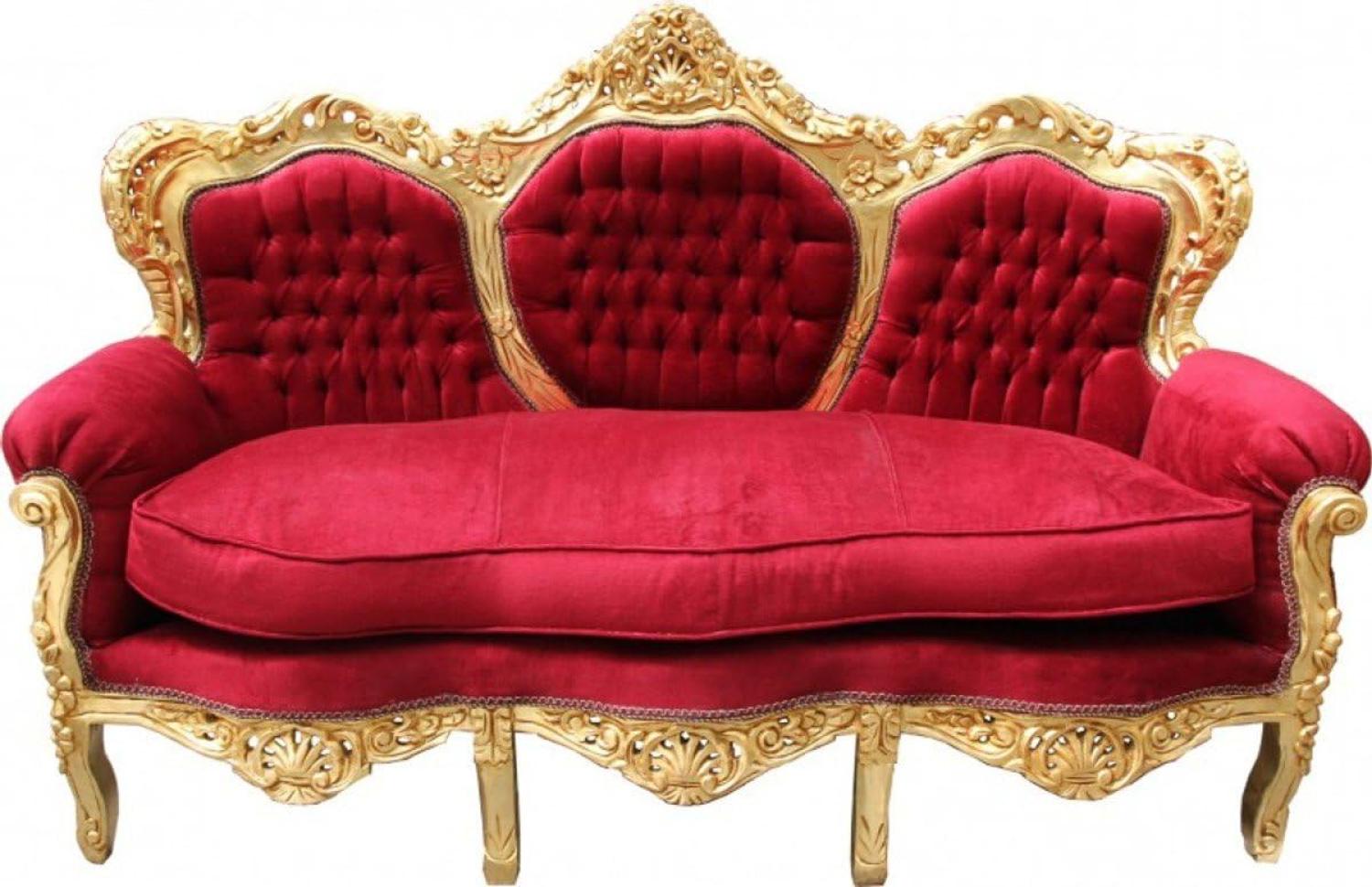 Casa Padrino Barock Sofa King Bordeaux Rot / Gold Mod2 - Möbel Lounge Couch Bild 1