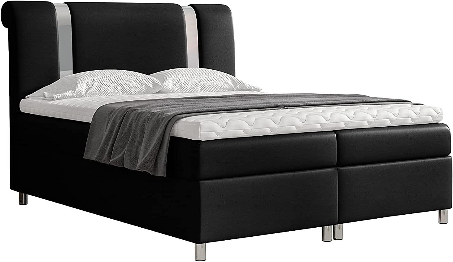 Stylefy 'Asuncion' Boxspringbett Kunstleder Madryt Schwarz 160 x 200 cm Bild 1