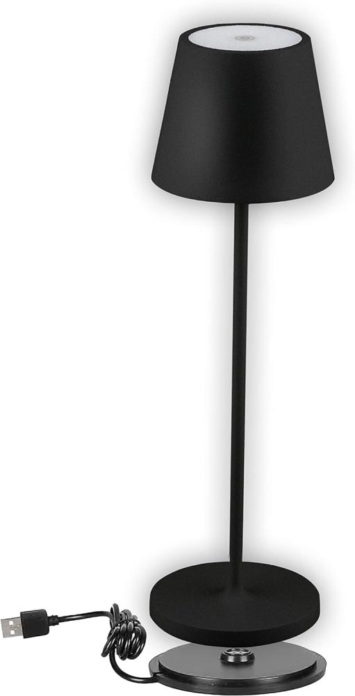 V-TAC Dimmbare LED-Tischlampe Kabellos mit Touch-Bedienung - Wiederaufladbar Schwarz Lampe für den Innen und Draußen - Außenbereich IP54 - 4400-mAh-Akku - Metall, Warmweiß 3000K - 2W, VT-7522 Bild 1