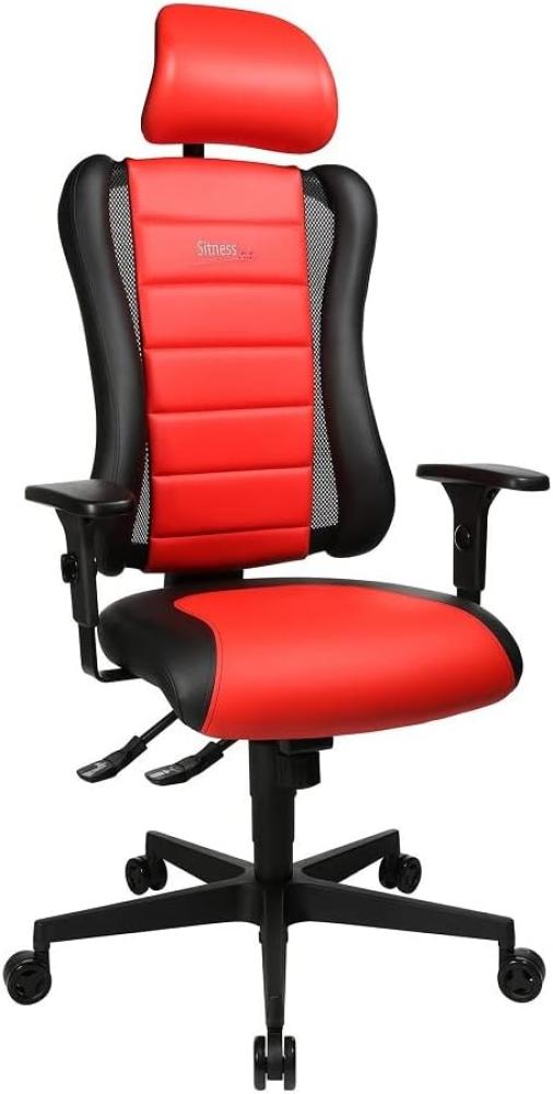 Topstar Sitness RS Büro-/Gaming-/Schreibtisch- Stuhl, inkl. Armlehnen und Kopfstütze, Stoff, rot / schwarz, 60 x 68 x 139 cm Bild 1