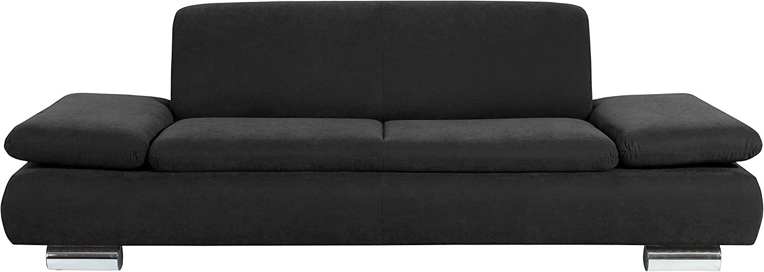 Terrence Sofa 2,5-Sitzer Veloursstoff Schwarz Metallfüße verchromt Bild 1