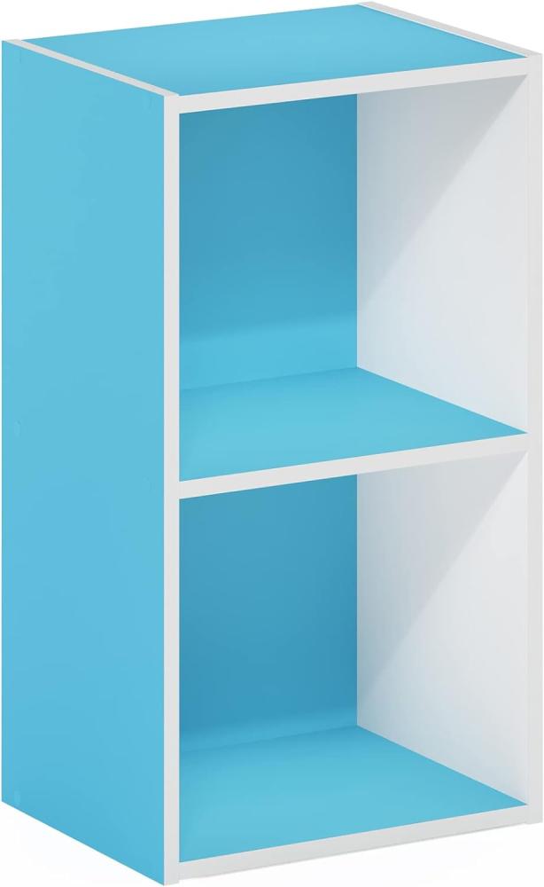Furinno Pasir 2-stufiges Bücherregal mit offenem Regal, Hellblau/Weiß Bild 1
