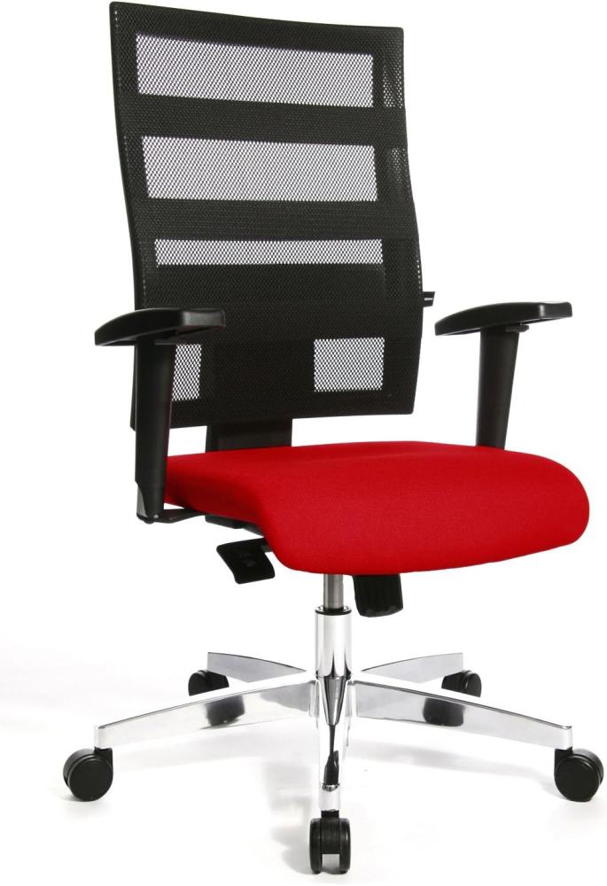 Topstar X-Pander 959TT310, Bürostuhl, Schreibtischstuhl, inkl. höhenverstellbare Armlehnen, Netzbezug, Bezugsstoff, rot/schwarz Bild 1