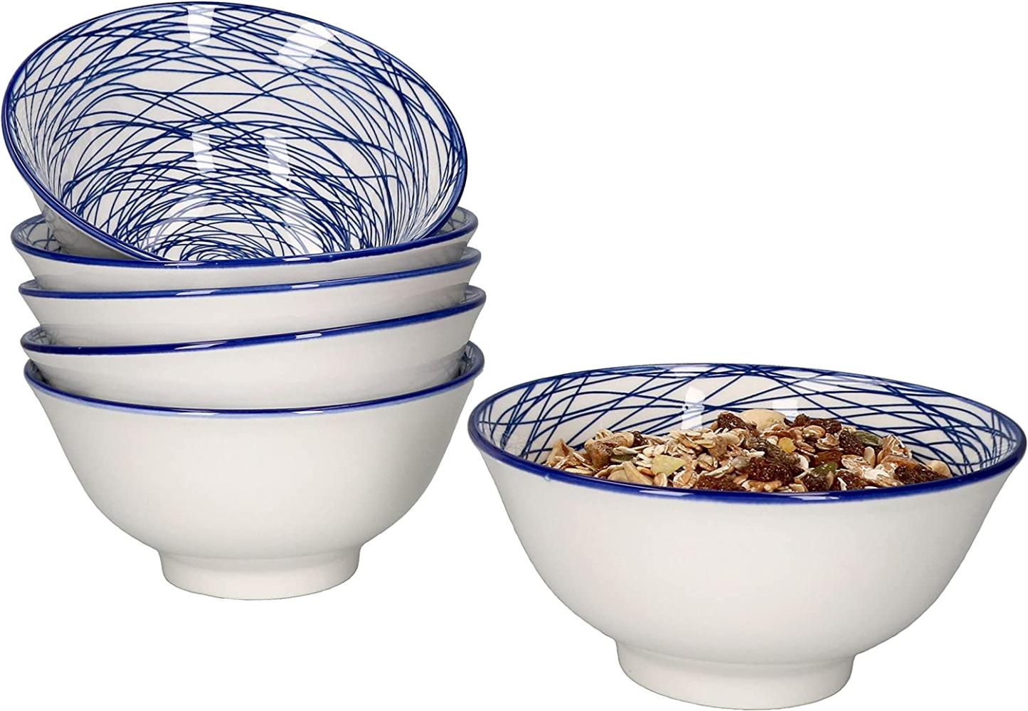6er Set Rabisco Bowl-Schalen 500ml blau-weiß Müsli Salat Dessert Schüssel Bild 1