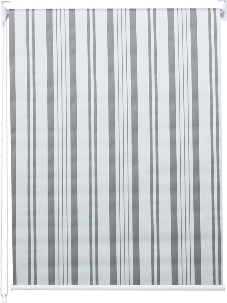 Rollo HWC-D52, Fensterrollo Seitenzugrollo Jalousie, 110x160cm Sonnenschutz Verdunkelung blickdicht ~ grau/weiß Bild 1