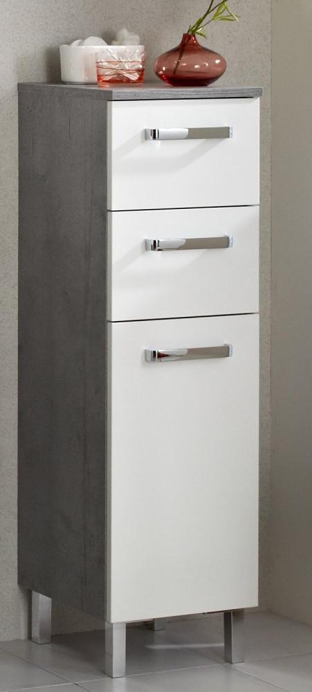 Pelipal Badezimmerschrank Quickset 913 in Weiß Glanz/ Betonoptik, 30 cm breit | Unterschrank mit 1 Tür, 2 Schubkästen und 1 Einlegeboden Bild 1