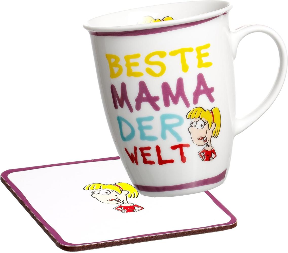 Kaffeebecher mit Untersetzer Beste/Bester. - Kaffeebecher Beste Mama Bild 1