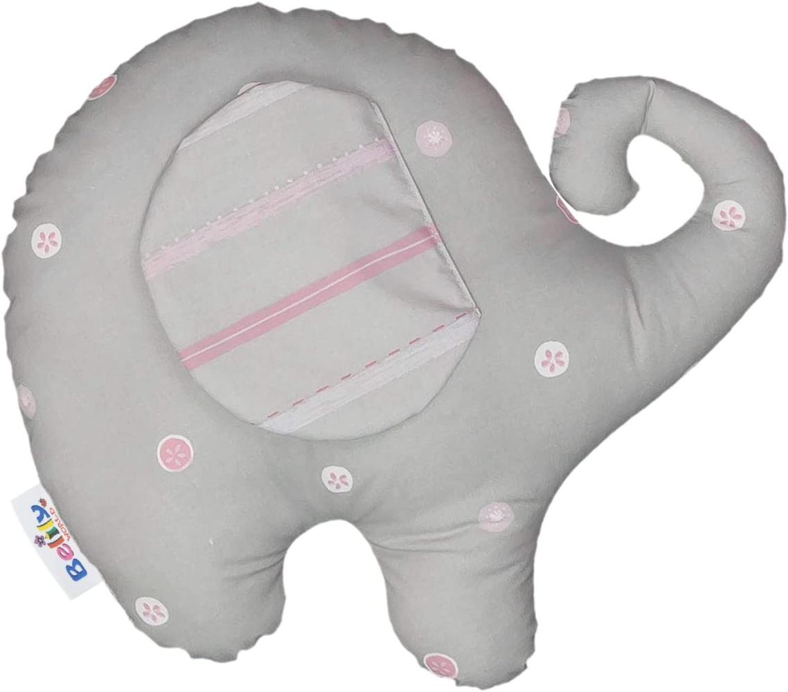 Belily 'Elefant' Kuschelkissen (Leopard Zimmer) grau/pink Bild 1