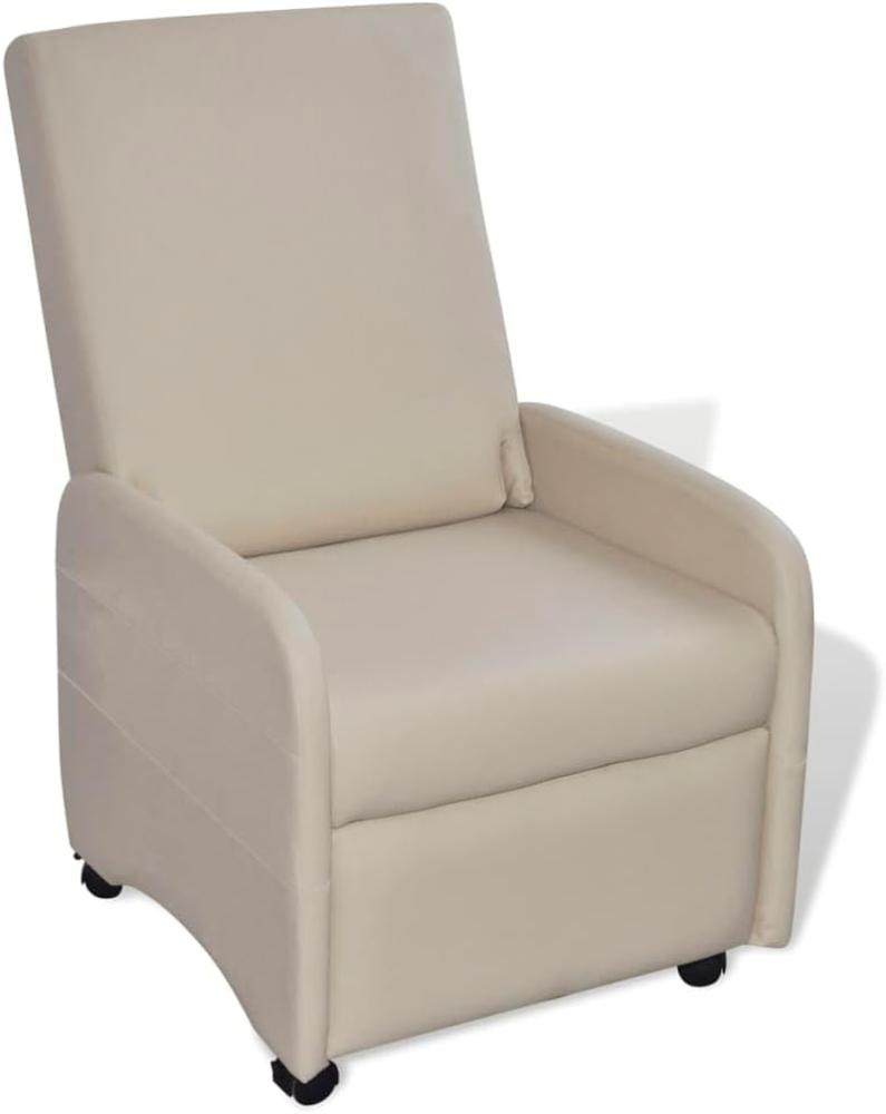 vidaXL Ausklappbarer Sessel Creme Kunstleder Bild 1