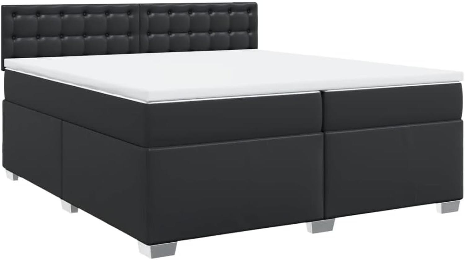 Boxspringbett mit Matratze Schwarz 200x200 cm Kunstleder Bild 1