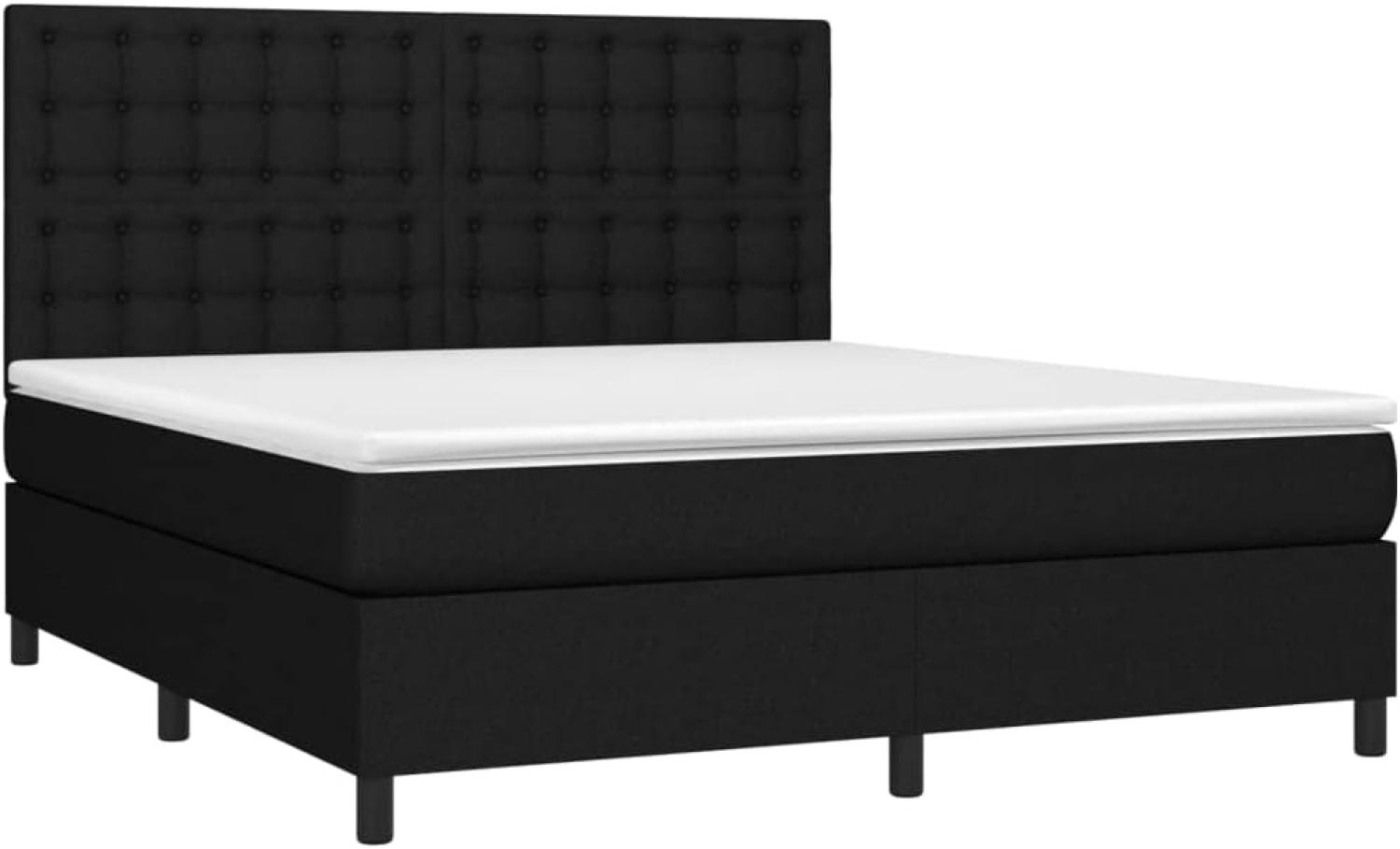 vidaXL Boxspringbett mit Matratze & LED Schwarz 180x200 cm Stoff Bild 1