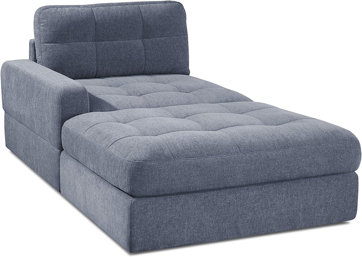 CAVADORE Sofa-Modul Faro / Longchair mit Armteil links / Recamiere passend zu den Couch-Modulen Faro / 112 x 88 x 195 / Chenille, blau Bild 1