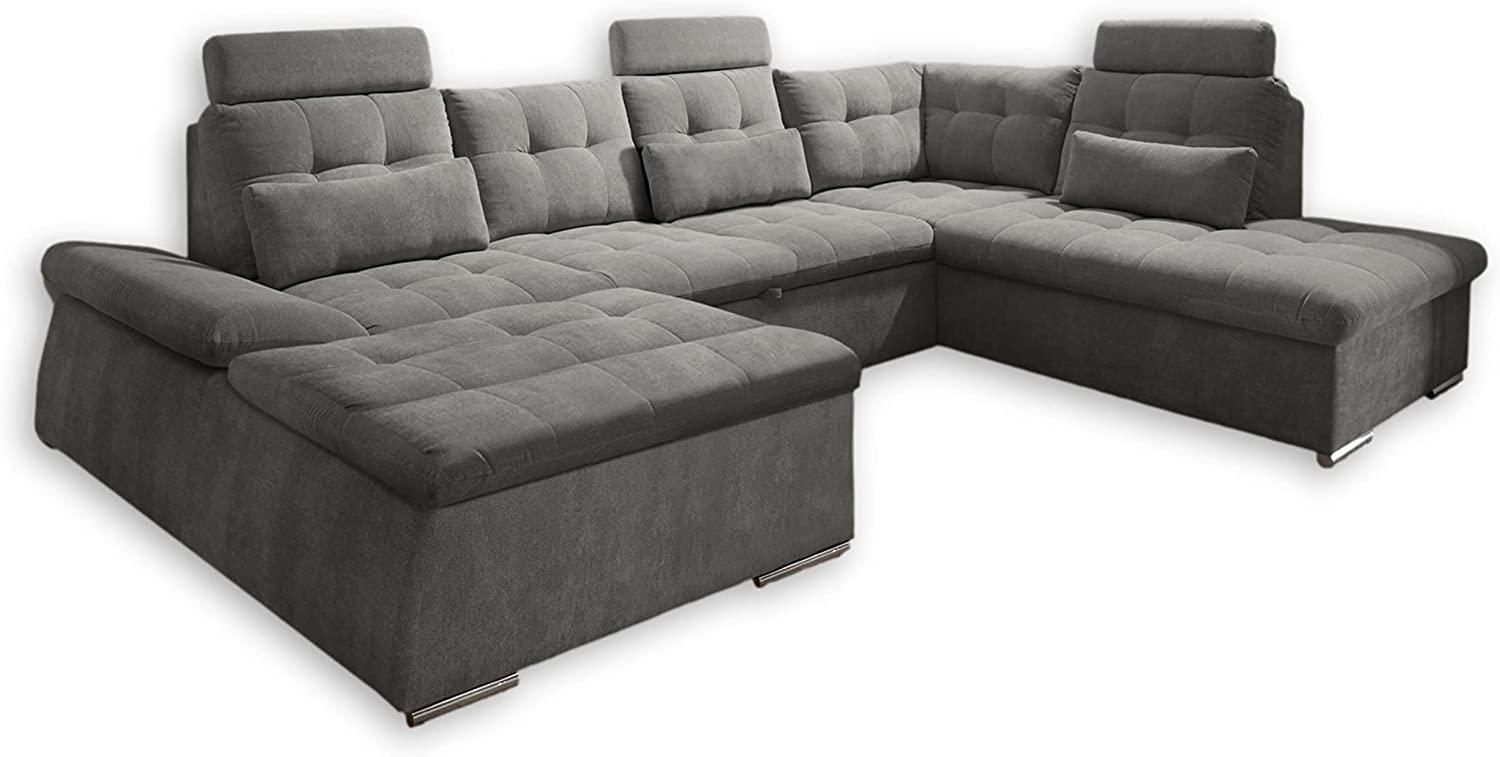 Couch NALO Sofa Schlafcouch Wohnlandschaft Bettsofa braun-schwarz U-Form rechts Bild 1