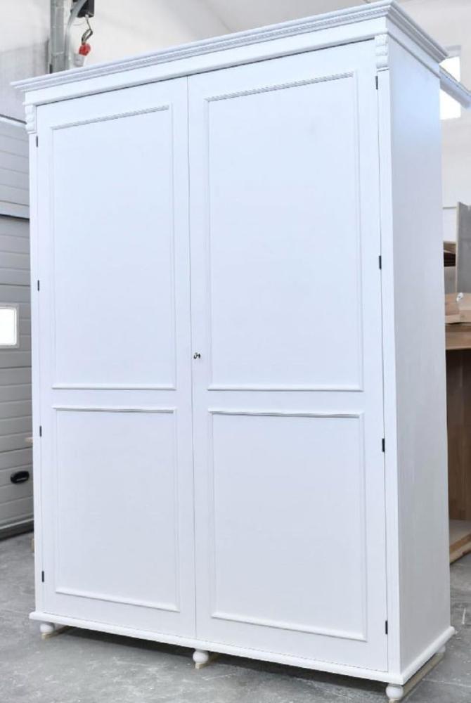 Casa Padrino Landhausstil Schlafzimmerschrank Weiß 200 x 70 x H. 270 cm - Massivholz Kleiderschrank mit 2 Türen - Massivholz Schlafzimmer Möbel - Landhausstil Möbel Bild 1