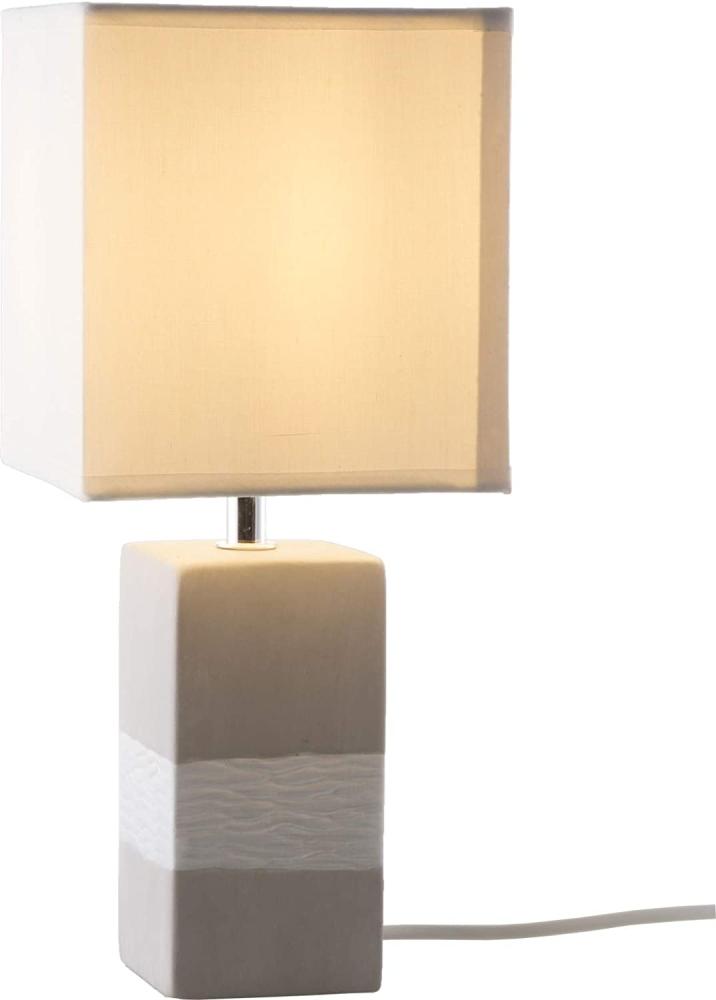Nino Leuchten 'Creto' Tischlampe, Keramik grau / Stoff weiß Bild 1