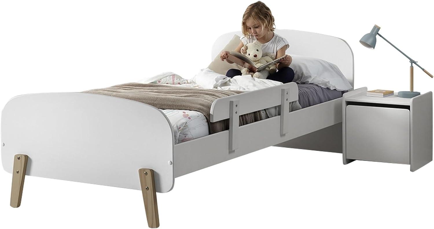 Kinderbett >KIDDY< in weiß aus Massiv Kiefer und MDF - 205,5x72,5x95cm (BxHxT) Bild 1